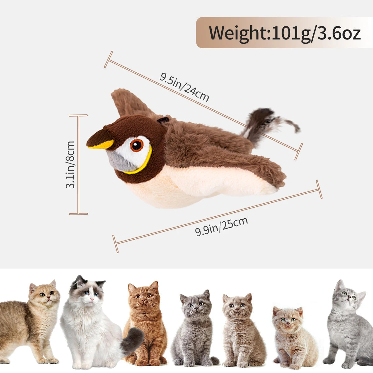 Flapping Bird Cat Toy Interactive Cat Toy Realistic Bird Sound Cat Toy Plush Cat Toy Catnip Cat Toy for Cats Kitten Toy Fun Pet