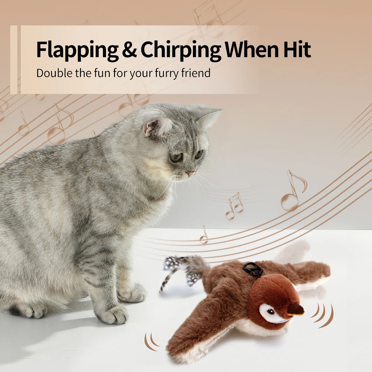 Flapping Bird Cat Toy Interactive Cat Toy Realistic Bird Sound Cat Toy Plush Cat Toy Catnip Cat Toy for Cats Kitten Toy Fun Pet
