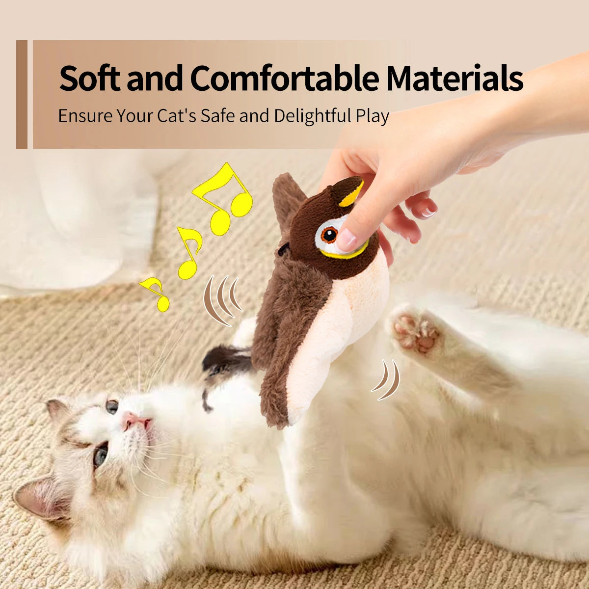 Flapping Bird Cat Toy Interactive Cat Toy Realistic Bird Sound Cat Toy Plush Cat Toy Catnip Cat Toy for Cats Kitten Toy Fun Pet